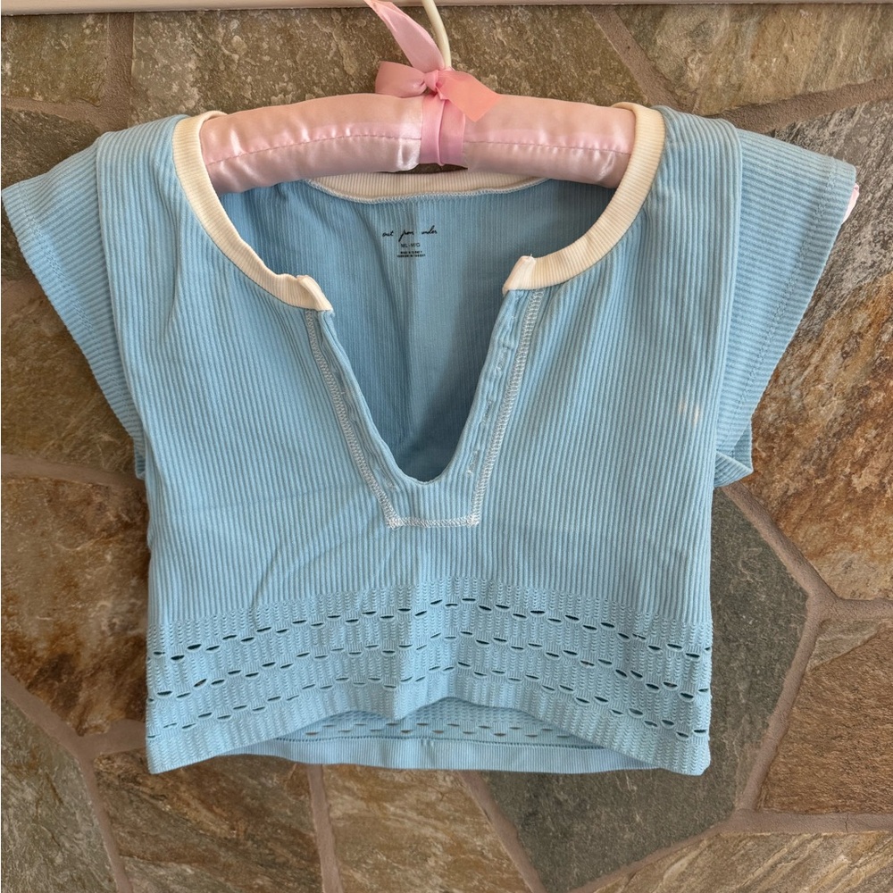 Urban Outfitters Light Blue Ribbed Knit Top